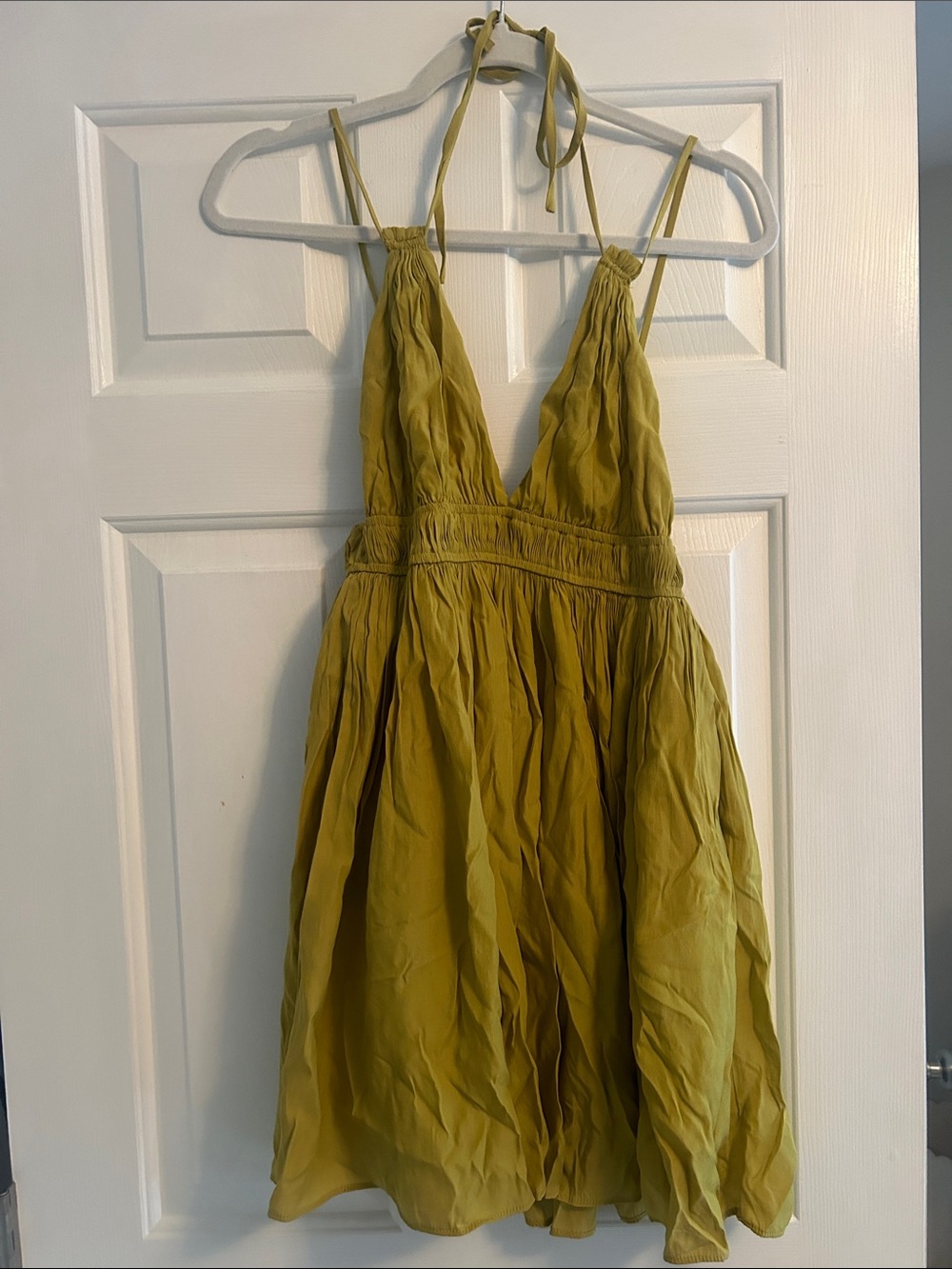 Mustard Seed Olive Green Halter Mini Dress